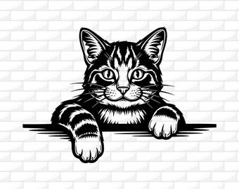 Cute Cat Svg | Peeking Cat Svg | Funny Cat SVG | Peeking Pet Face | Cat Svg for Cricut | Engraving File | Silhouette | Png Dxf Jpg Ai