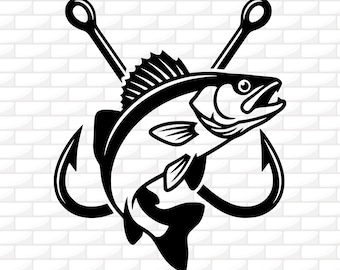Simple Fish SVG | Fishing Hooks SVG | Jumping Fish Clipart | Fisherman Gift | Dad Tshirt Design | Walleye Cricut File | Digital Download