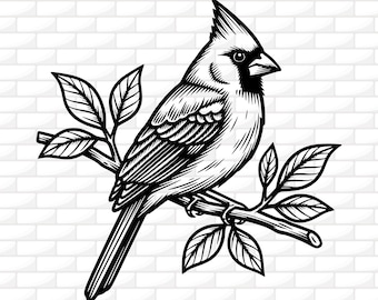 Simple Cardinal Bird Svg | Cardinal Bird Clipart | Cardinal Svg for Cricut | Cardinal Engraving File | Cardinal Silhouette | Png Dxf Jpg Ai