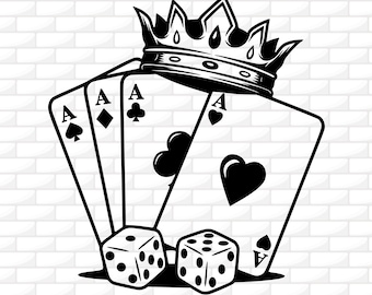 Naipes SVG / Ases SVG / Póker SVG / Imágenes prediseñadas de juegos de azar / Camiseta de jugador SVG / Archivo de corte de póker para Cricut / Archivo de grabado / DXF PNG AI