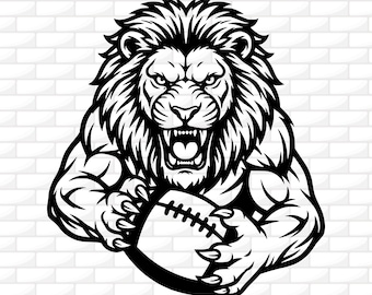 Fierce Lion Football SVG: Team Logo Design | Cricut, Silhouette, Engraving | Digital Download