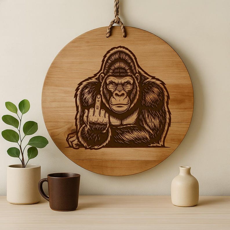Peeking Gorilla Middle Finger Funny Gorilla Vector Graphic Laser File peeking-gorilla-middle-finger-funny-gorilla-vector-graphic-laser-file