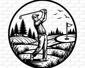 Golfing SVG / Golfista SVG / Palo de golf SVG / Jugador de golf SVG / Golf Svg / Clipart / Archivo Cricut SVG / Silueta / Grabado de golf / Dxf Png Ai