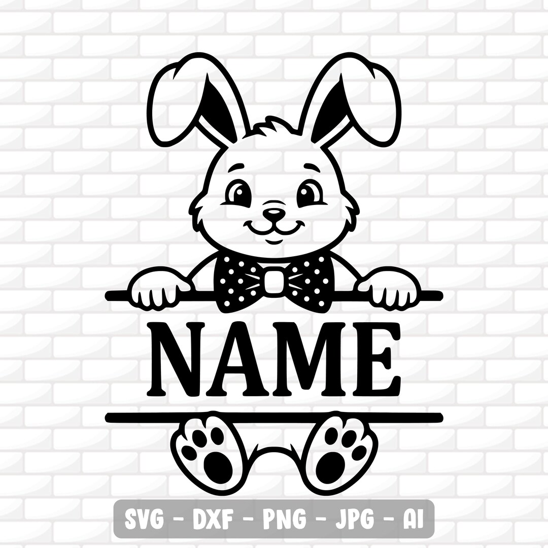 Bunny Split Name Svg | Boy Easter Shirt Design | Boy Monogram Png ...