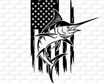 US Marlin Fishing Svg | Fishing Svg | Marlin Fish Svg | Marlin Clipart | Marlin Cricut | Marlin Cut file | Fish Svg | Engraving | Dxf Png Ai