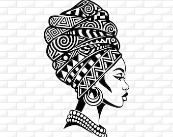Afro Woman Svg | Black Woman Queen Svg | African Headwrap Svg | Afro Profile Svg | Afro Beauty Svg | Cricut File | Silhouette | Dxf Png Ai