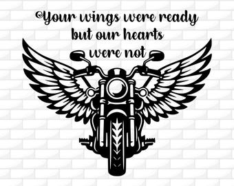 Motorcycle Wings Memorial Svg | Biker In Memory Design | Riding With Angels | Silhouette | Cricut File | Engraving | Digital Download