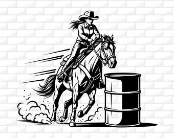 Cowgirl Barrel Racer SVG | Rodeo | Horse Riding | Barrel Racer Woman | File For Cricut | Silhouette | Engraving File | Clipart | Png Dxf Ai