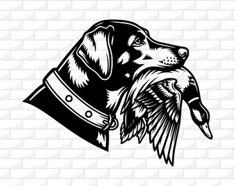 Labrador Duck Hunting Svg | Dog Profile Png | Hunter Shirt | Lab With Duck Clipart | Cricut File | Vector Drawing | Engraving | Dxf Png Ai