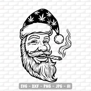 Papá Noel divertido fumando porro Svg / Marihuana Png / Cannabis Svg / Marihuana Svg / Clipart de Papá Noel / Archivo Cricut / Silueta / Grabado / Descarga digital