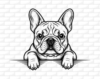 French Bulldog Svg | Frenchie svg | Cute Dog Svg | Peeking Dog Face | Dog Svg for Cricut | Engraving File | Silhouette | Png Dxf Jpg Ai