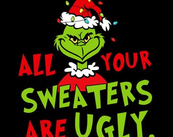 Grinch ugly sweater PNG group of five downloads Transparent BG