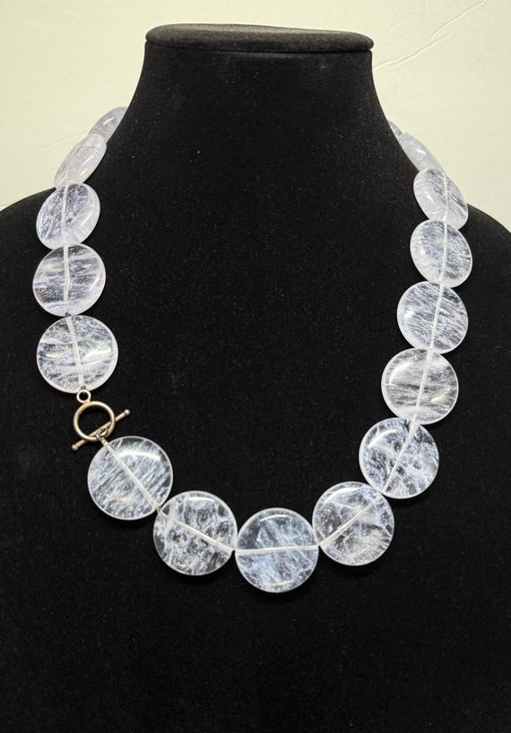 Clear Quartz Statement Necklace with Large 30mm I… - image 3