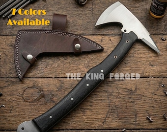 Custom Hand Forged Tomahawk - Full Tang Carbon Steel Axe - Personalized Groomsmen Gift - Bushcraft Survival Gear - Outdoor Camping Hatchet