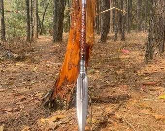 Lanza de jabalí de alta resistencia - Lanza de caza de acero al carbono - Herramienta de supervivencia bushcraft - Punta de lanza forjada a mano para senderismo y protección - Acero forjado