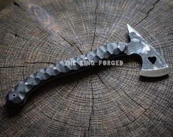 Custom Hand Forged Axe - Full Tang Tomahawk with Rosewood Handle - Blacksmith Made Hatchet - Unique Wood Anniversary Gift - Handmade Outdoor