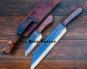 Handmade Viking Seax Knife - Custom Carbon Steel Broken Back Seax - Nordic Style Hunting Knife with Leather Sheath - Traditional Norse Gift