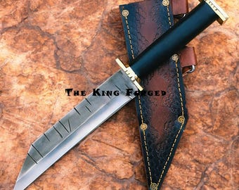 Handmade Viking Seax Knife - Custom Carbon Steel Broken Back Seax - Nordic Style Hunting Knife with Leather Sheath - Traditional Norse Gift