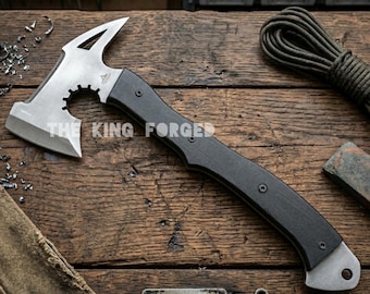Tomahawk inspirado en Leon Kennedy de Resident Evil - Hacha Requiem de RE9 - Hacha de cosplay de espiga completa con funda de cuero - Regalo de videojuego para él