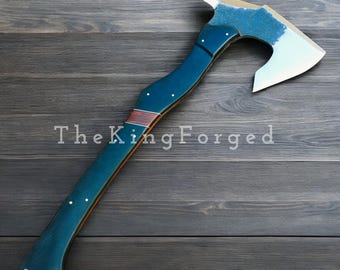 Handmade Tomahawk for Camping & Bushcraft - Forged Steel Survival Hatchet - Heavy Duty Wood Splitting Tool - Outdoor Hiking Axe