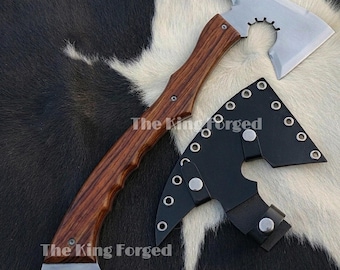 Resident Evil Leon Kennedy Inspired Tomahawk - RE9 Requiem Hatchet - Full Tang Cosplay Axe with Leather Sheath - Video Game Gift for Him