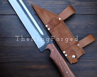 Forged Viking Seax - Fixed Blade Hunting Knife - Hand-Forged Medieval Bushcraft Tool - Reenactment Gear - Custom Scandinavian Blade Camping