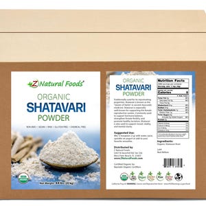 Photo of front and back label image of Shatavari Powder - Organic in bulk