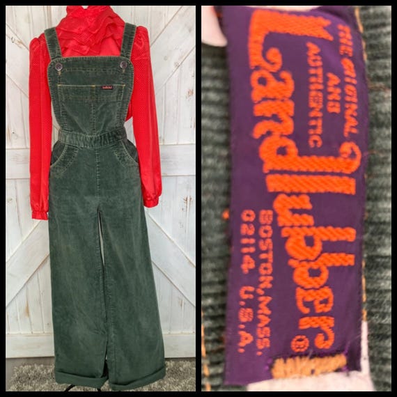70's Vintage Landlubber Green Corduroy Hippie Ove… - image 1