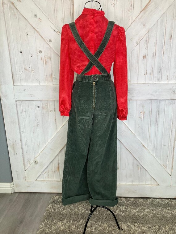 70's Vintage Landlubber Green Corduroy Hippie Ove… - image 7