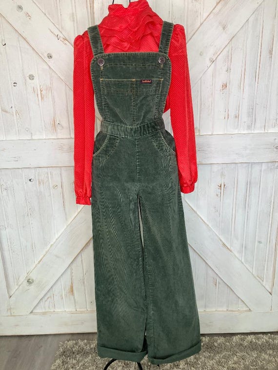 70's Vintage Landlubber Green Corduroy Hippie Ove… - image 4