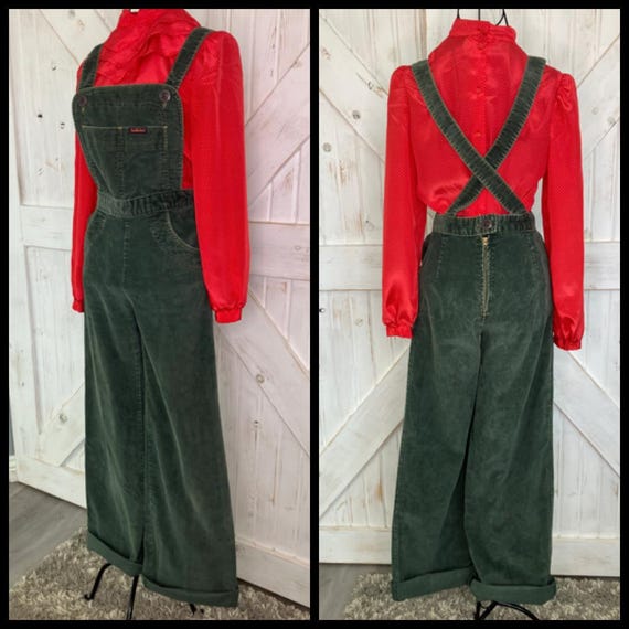 70's Vintage Landlubber Green Corduroy Hippie Ove… - image 3