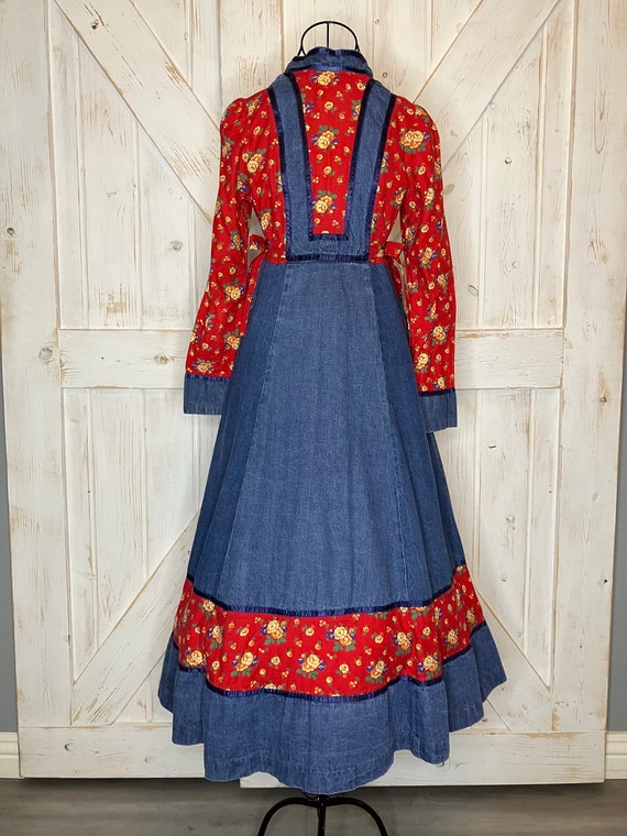 RARE 70's Vintage Gunne Sax Denim Blue Jean Red Y… - image 7