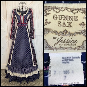 Gunne Sax Blue - Etsy 70s vintage gunne sax デニム×キルト スカート