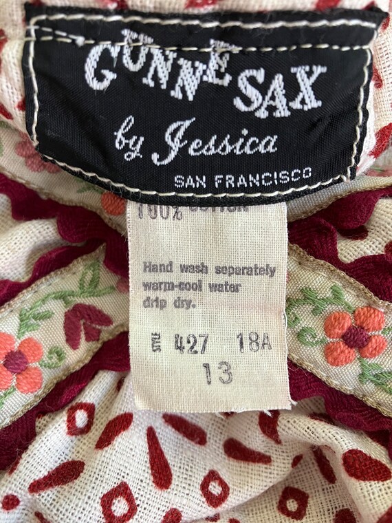 1969 Vintage Gunne Sax Black Label Red White Cali… - image 5