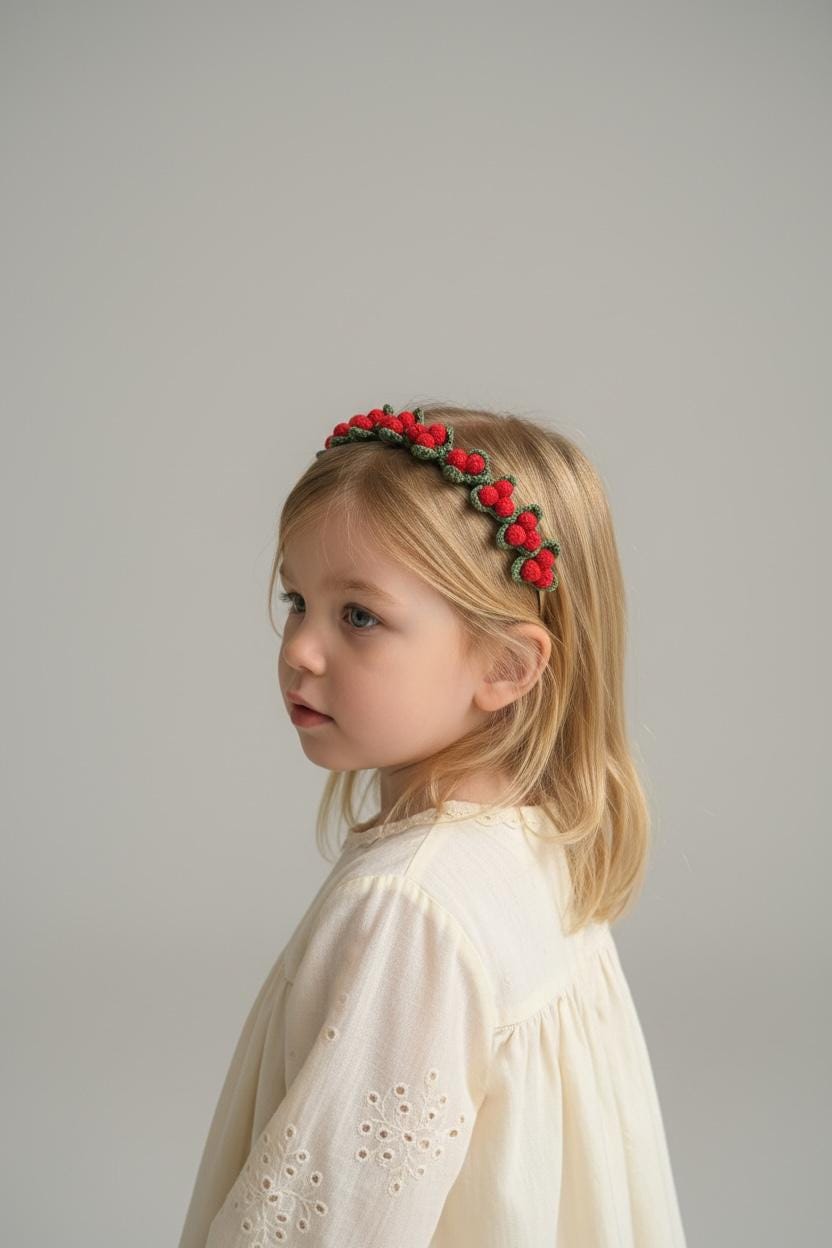 Handmade Crochet Berry Flower Crown – Toddler Christmas  display picture 1