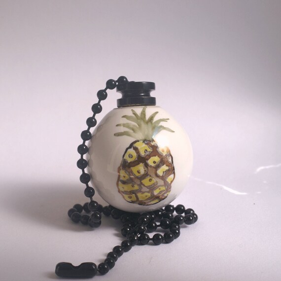 Ceiling Fan Pull With Hand Painted Pineapple Brass Black Or Etsy