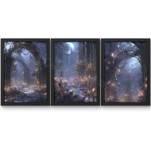 Gothic Winter Garden Set | 4 Poster als Digitaler Download | Dark Fantasy | Kerzen Architektur Mondlicht | Transfervorlage als JPG geeignet