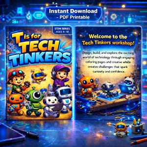 Kids Technology Workbook: Hands-On STEM Activities, Coloring & Building Fun (PDF Printable)