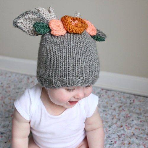 PDF Pattern Baby Animal Ear Hat Knit Baby Hat Newborn Etsy