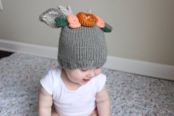 Pdf Pattern Baby Boho Deer Hat Knit Baby Hat Toddler Bonnet Toddler Animal Ear Hat Children S Animal Ear Hat Boho Deer Hat