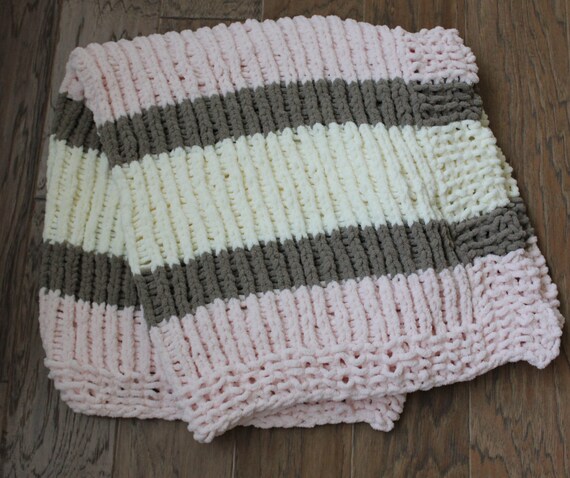 Pdf Knitting Pattern Simple Baby Blanket Beginner Knitting Baby Blanket Chunky Baby Blanket Striped Baby Blanket Pattern Modern Blanket