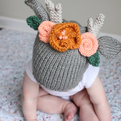 PDF Pattern Baby Animal Ear Hat Knit Baby Hat Newborn Etsy