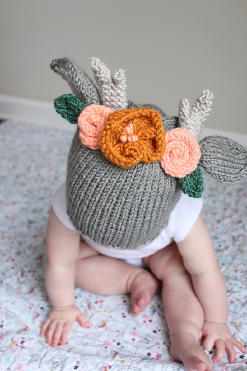 Pdf Pattern Toddler Boho Deer Hat Knit Baby Hat Children S Knit Hat Toddler Bonnet Toddler Animal Ear Hat Children S Animal Ear Hat