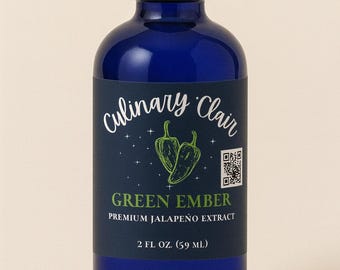 Green Ember- Pure Jalapeno extract, 2oz Blue Bottle, Culinary 'Clair