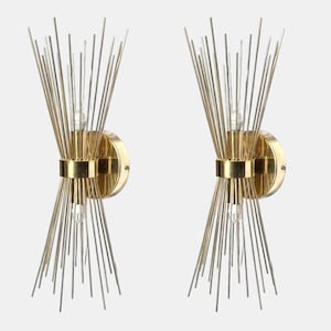 Mid Century Brass Sunburst Wall Sconce – Urchin Style Up Down Light