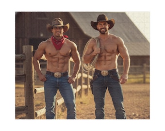 Hot Cowboys Jigsaw Puzzle, Spicy Western Theme, 520 Pieces