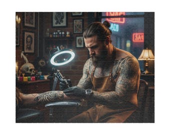 Sexy Tattoo Artist Jigsaw Puzzle | "Tough Guy Series" | Gift for Her | Girls Night Puzzle | Unique Gift 520-pieces