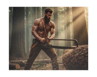 Sexy Lumberjack Jigsaw Puzzle for Adults | "Tough Guy Series" | Flirty Gift for Her | Girls Night Puzzle