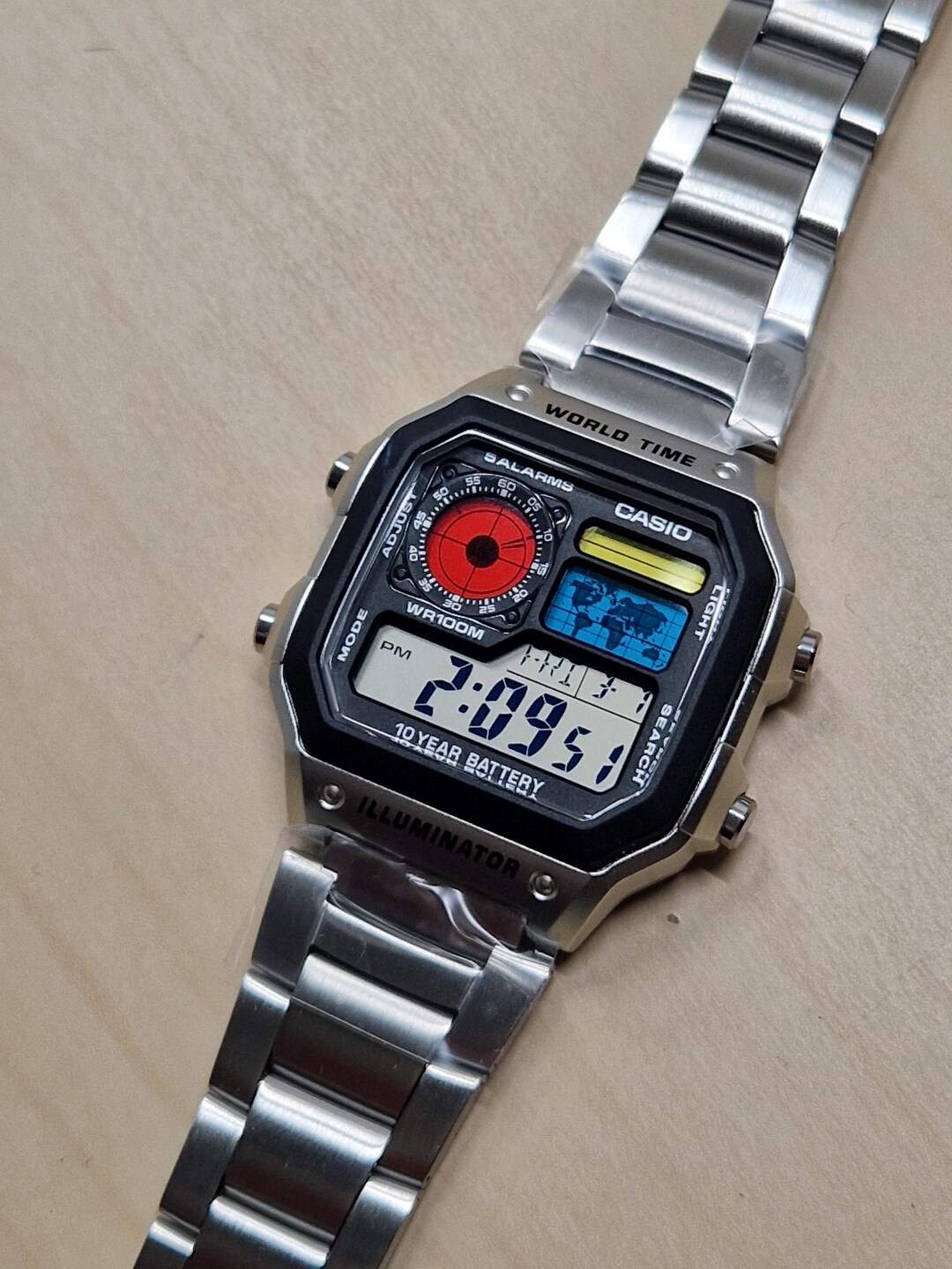 Multi Coloured Casio World Time Illuminator Royale AE-1200WHD Digital ...