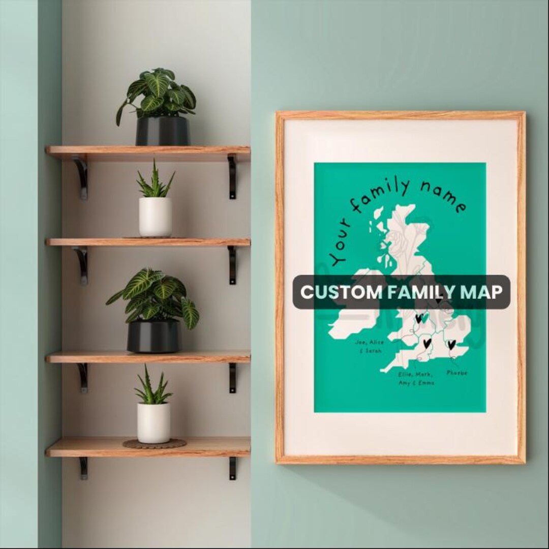 Custom Family Location Map Print | Personalised Wall Art (digital ...
